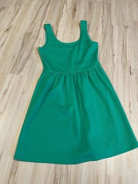 Alya Kelly Green Sleeveless Fit & Flare Knit Mini Dress - Size Medium